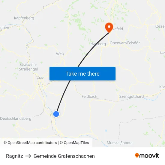 Ragnitz to Gemeinde Grafenschachen map