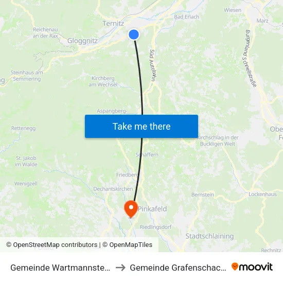 Gemeinde Wartmannstetten to Gemeinde Grafenschachen map