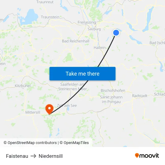 Faistenau to Niedernsill map