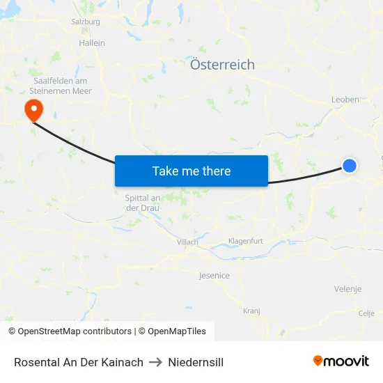 Rosental An Der Kainach to Niedernsill map