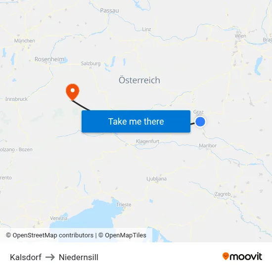 Kalsdorf to Niedernsill map