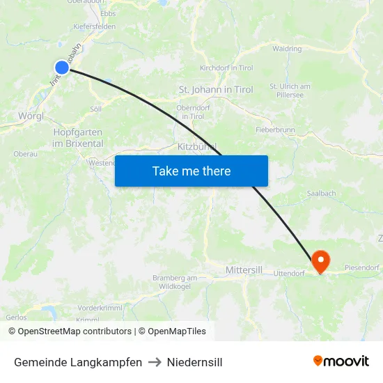 Gemeinde Langkampfen to Niedernsill map