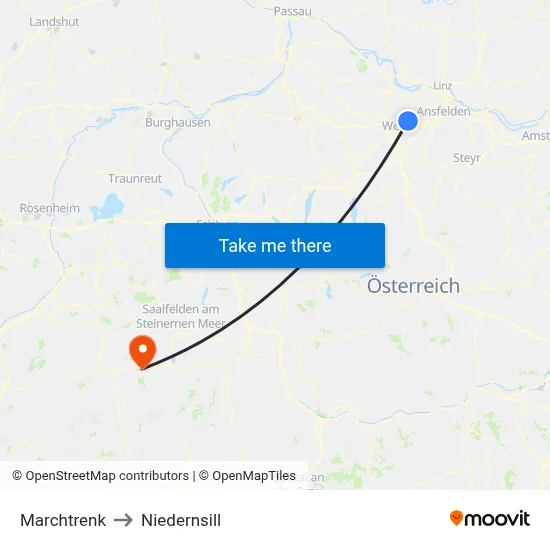 Marchtrenk to Niedernsill map
