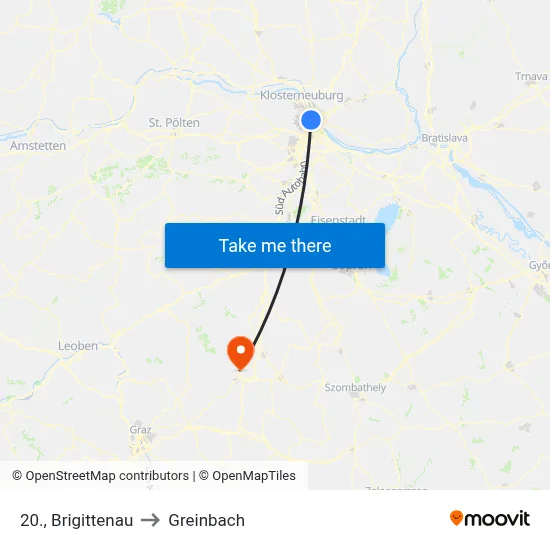 20., Brigittenau to Greinbach map