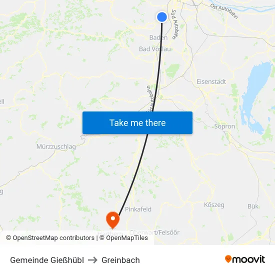 Gemeinde Gießhübl to Greinbach map