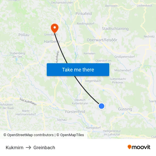 Kukmirn to Greinbach map