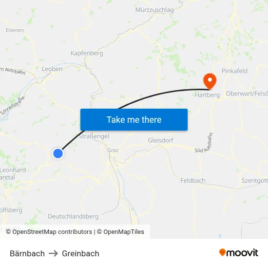 Bärnbach to Greinbach map
