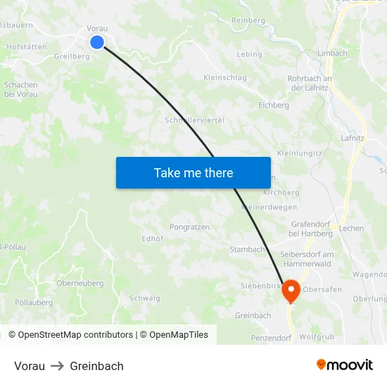 Vorau to Greinbach map
