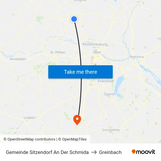 Gemeinde Sitzendorf An Der Schmida to Greinbach map