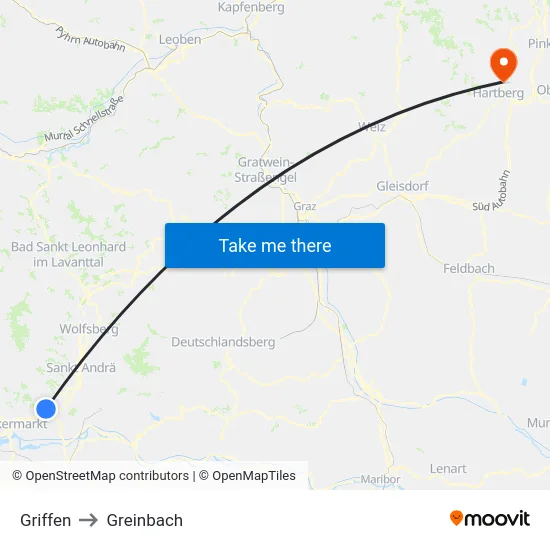 Griffen to Greinbach map