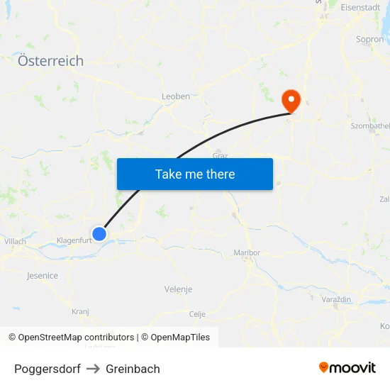 Poggersdorf to Greinbach map