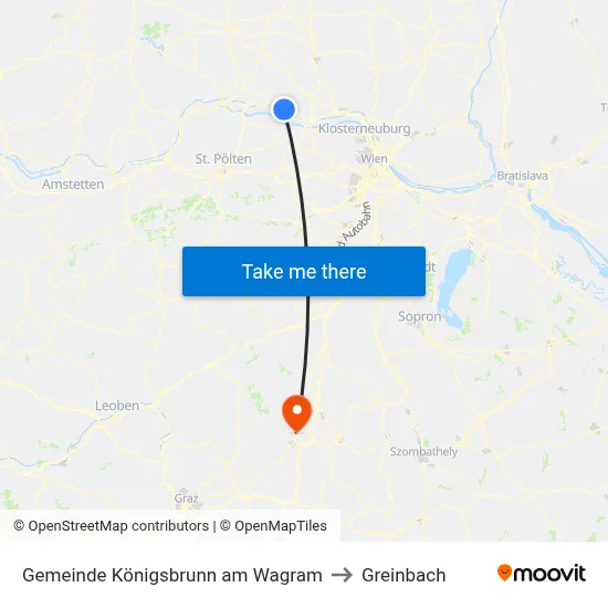 Gemeinde Königsbrunn am Wagram to Greinbach map