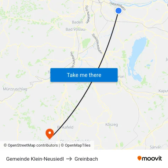 Gemeinde Klein-Neusiedl to Greinbach map