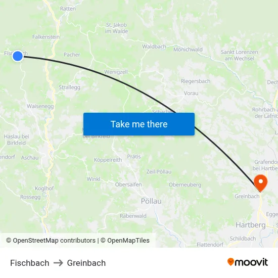 Fischbach to Greinbach map