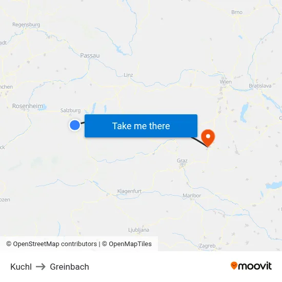 Kuchl to Greinbach map