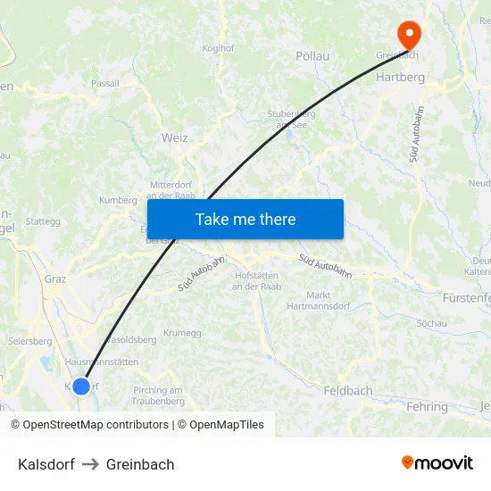 Kalsdorf to Greinbach map