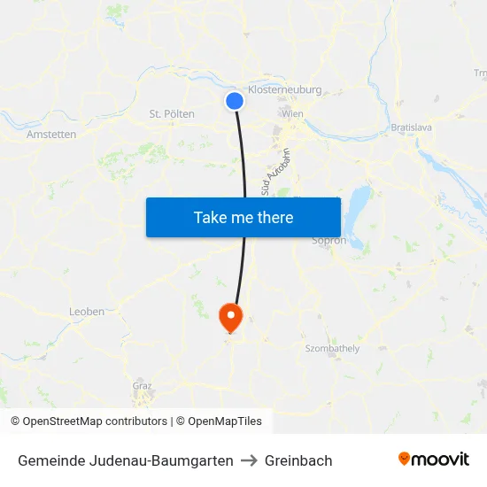 Gemeinde Judenau-Baumgarten to Greinbach map
