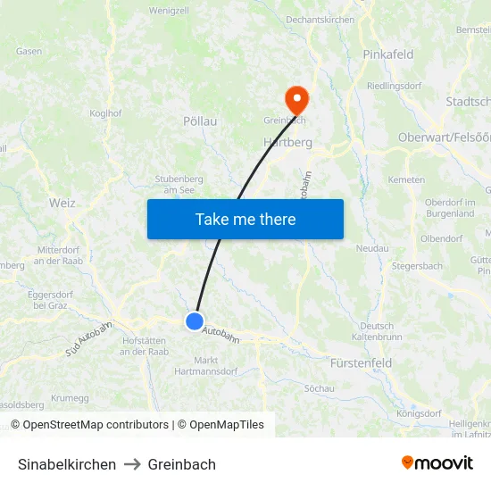 Sinabelkirchen to Greinbach map