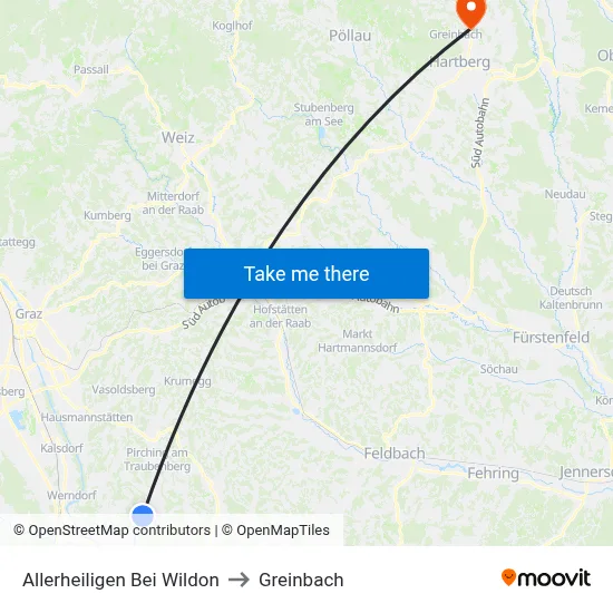 Allerheiligen Bei Wildon to Greinbach map