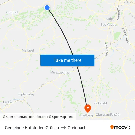 Gemeinde Hofstetten-Grünau to Greinbach map