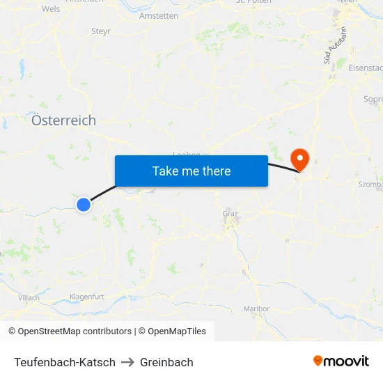 Teufenbach-Katsch to Greinbach map