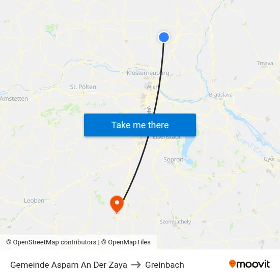 Gemeinde Asparn An Der Zaya to Greinbach map