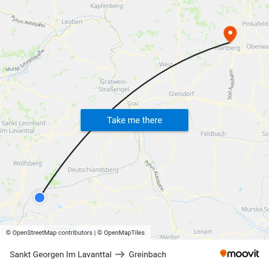 Sankt Georgen Im Lavanttal to Greinbach map