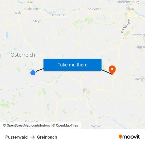 Pusterwald to Greinbach map