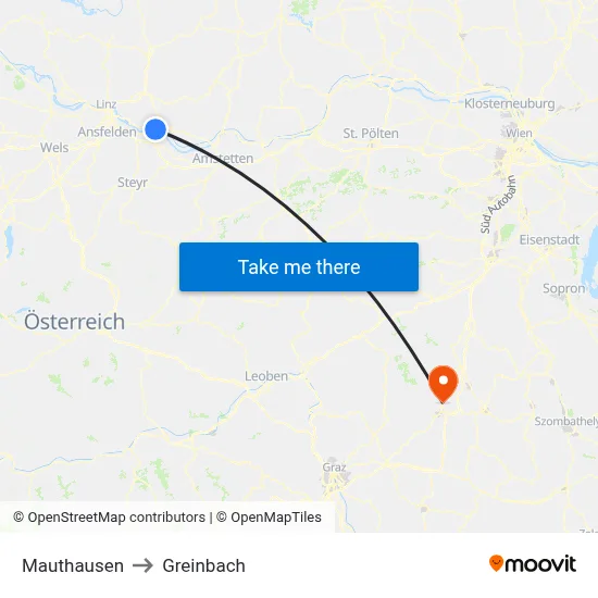 Mauthausen to Greinbach map