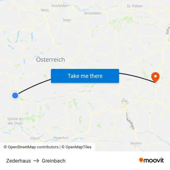 Zederhaus to Greinbach map