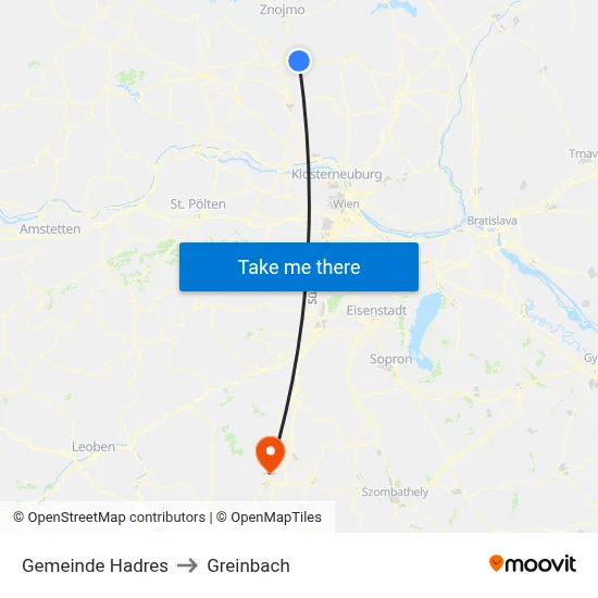 Gemeinde Hadres to Greinbach map