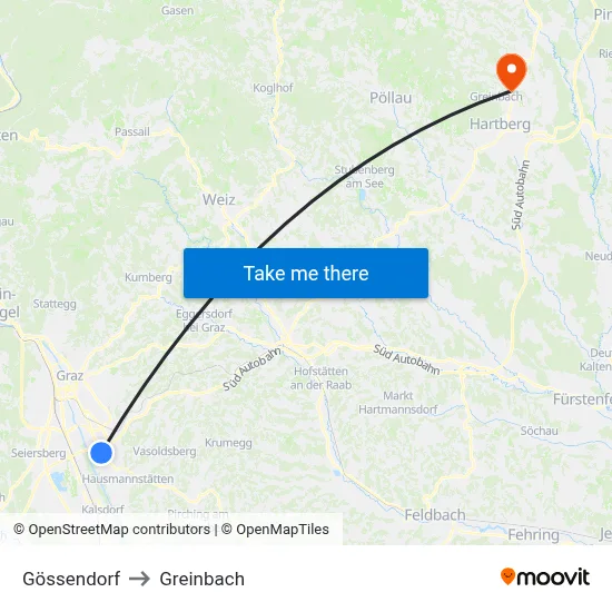 Gössendorf to Greinbach map