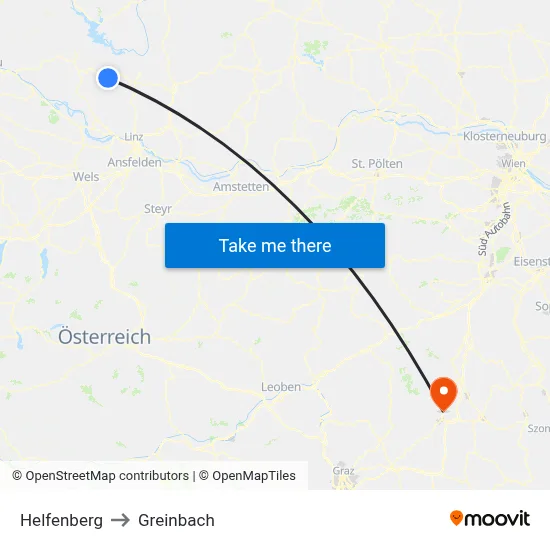 Helfenberg to Greinbach map