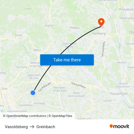 Vasoldsberg to Greinbach map