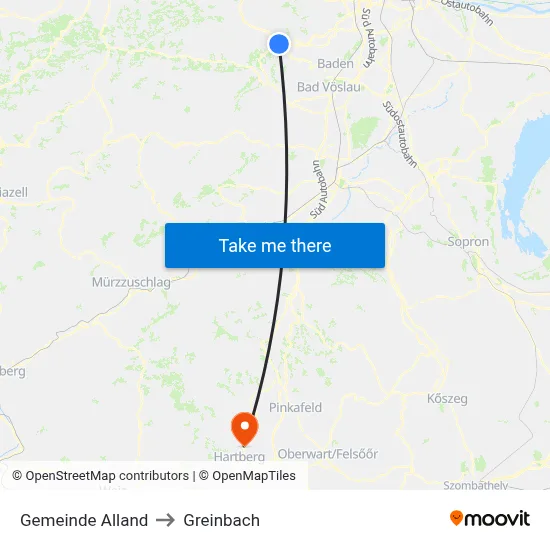 Gemeinde Alland to Greinbach map
