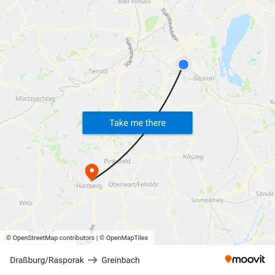 Draßburg/Rasporak to Greinbach map