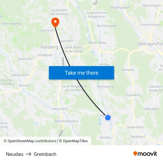 Neudau to Greinbach map