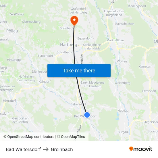 Bad Waltersdorf to Greinbach map