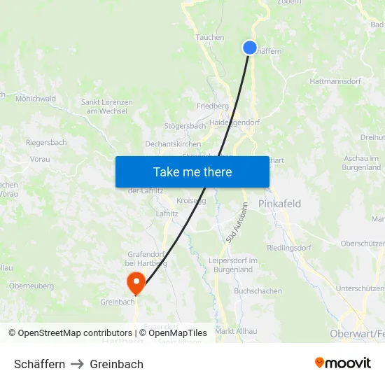 Schäffern to Greinbach map