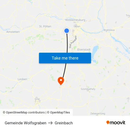 Gemeinde Wolfsgraben to Greinbach map