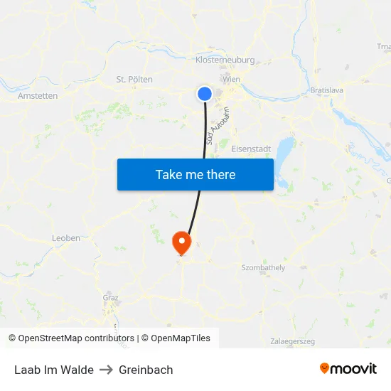 Laab Im Walde to Greinbach map