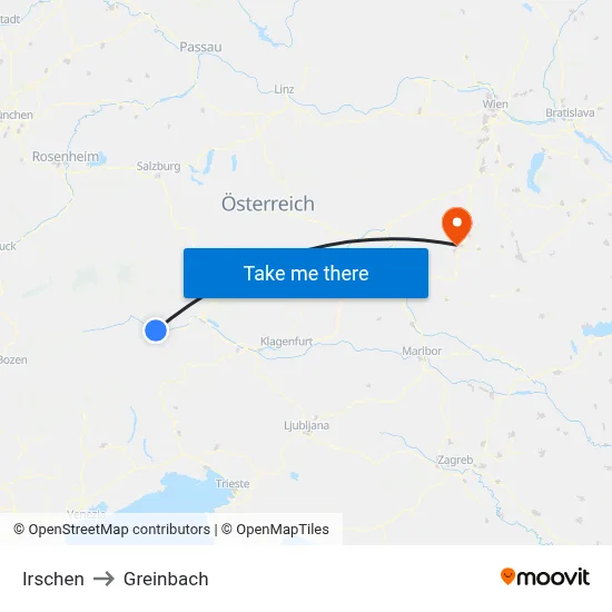 Irschen to Greinbach map