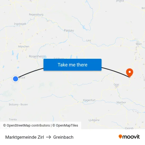 Marktgemeinde Zirl to Greinbach map