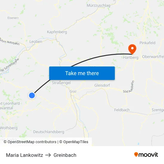 Maria Lankowitz to Greinbach map