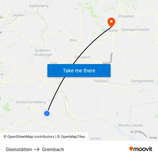 Gleinstätten to Greinbach map