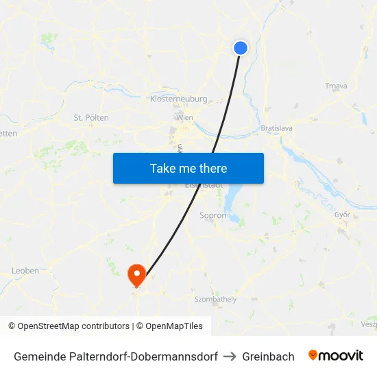 Gemeinde Palterndorf-Dobermannsdorf to Greinbach map