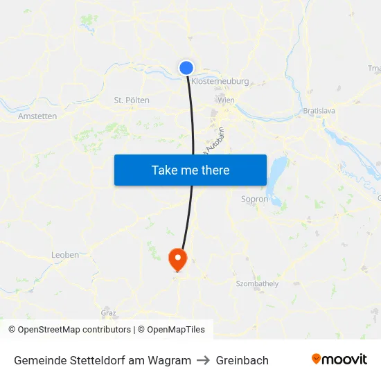 Gemeinde Stetteldorf am Wagram to Greinbach map
