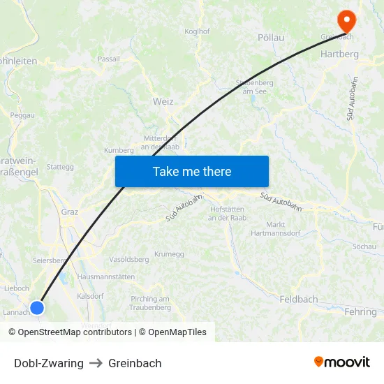 Dobl-Zwaring to Greinbach map