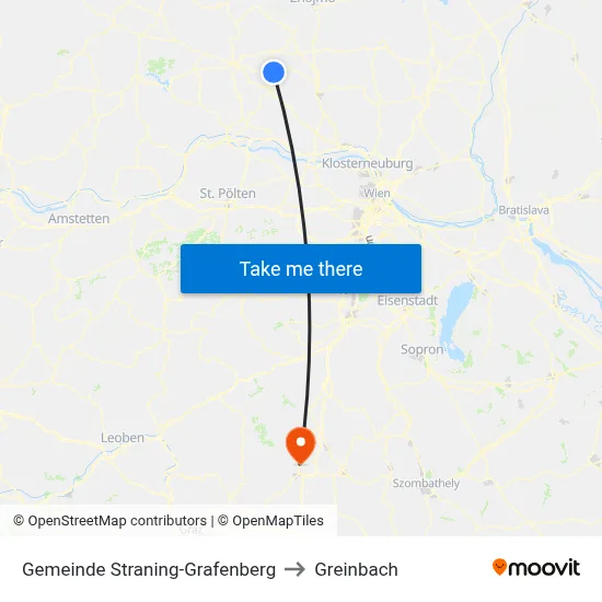 Gemeinde Straning-Grafenberg to Greinbach map