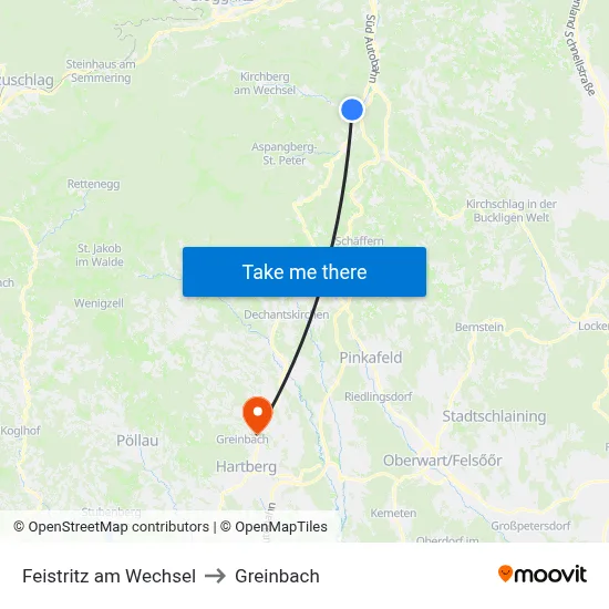 Feistritz am Wechsel to Greinbach map